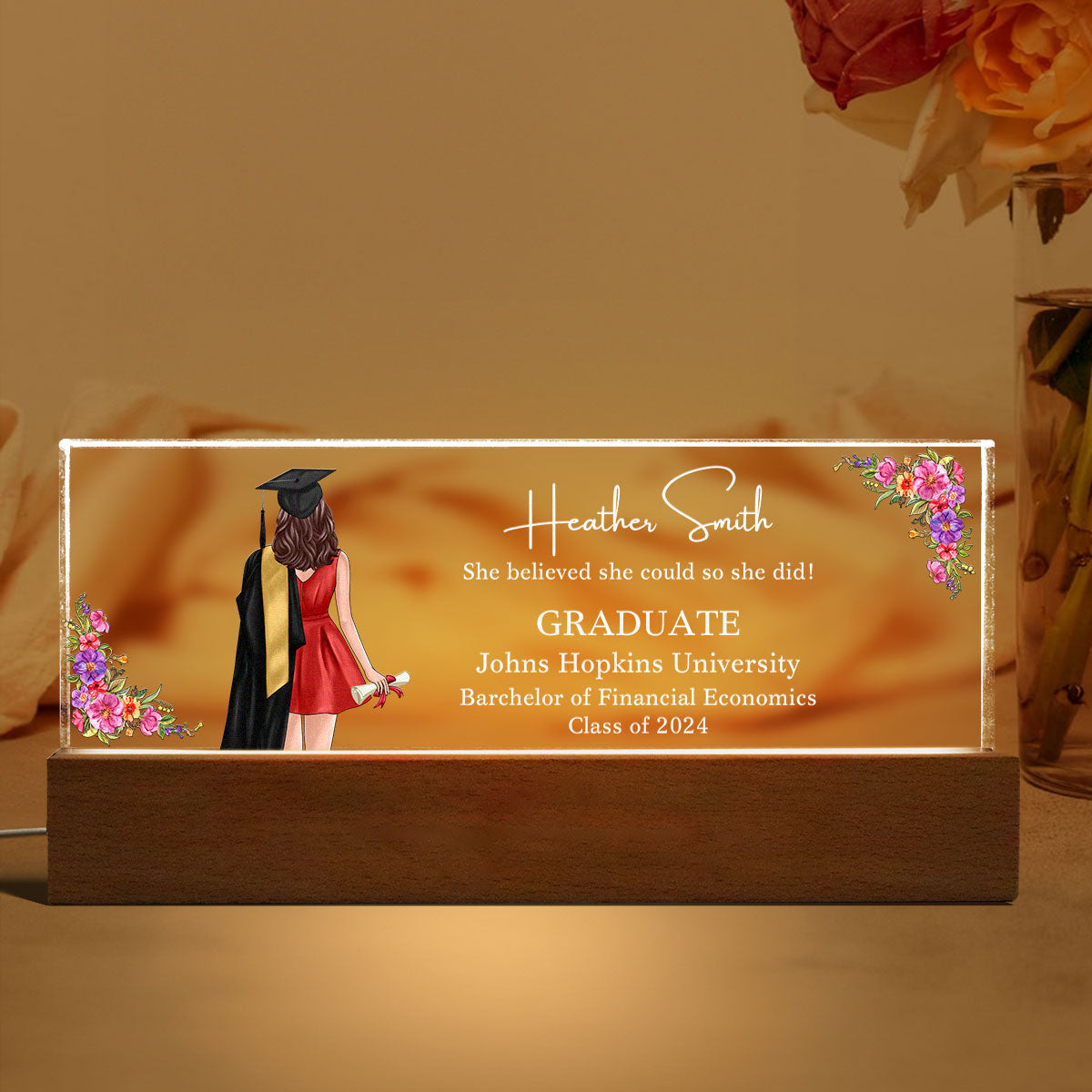 Class Of 2025 Senior Back View Graduation Gift For Daughter Personalized Acrylic LED Night Light