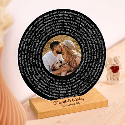 Couple Besties Family Photo Favorite Song Lyrics Personalized Acrylic Record Plaque, Heartfelt Gift For Couple, For Him, For Her, Boyfriend, Girlfriend, Husband, Wife