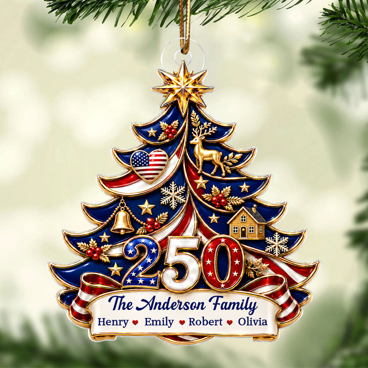 Trending American 250th Anniversary - Personalized Acrylic Ornament - Christmas Gift For Family