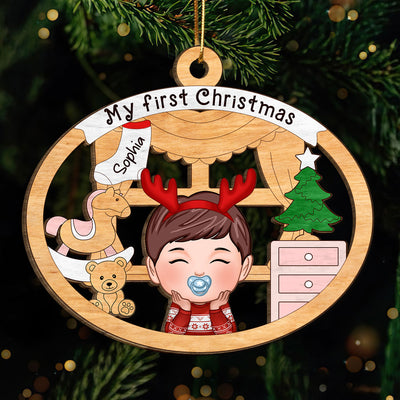 Baby Girl or Boy Baby's First Christmas Personalized Wooden Ornament