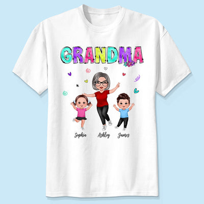 Vibrant Pattern Grandma & Grandkids Personalized Shirt