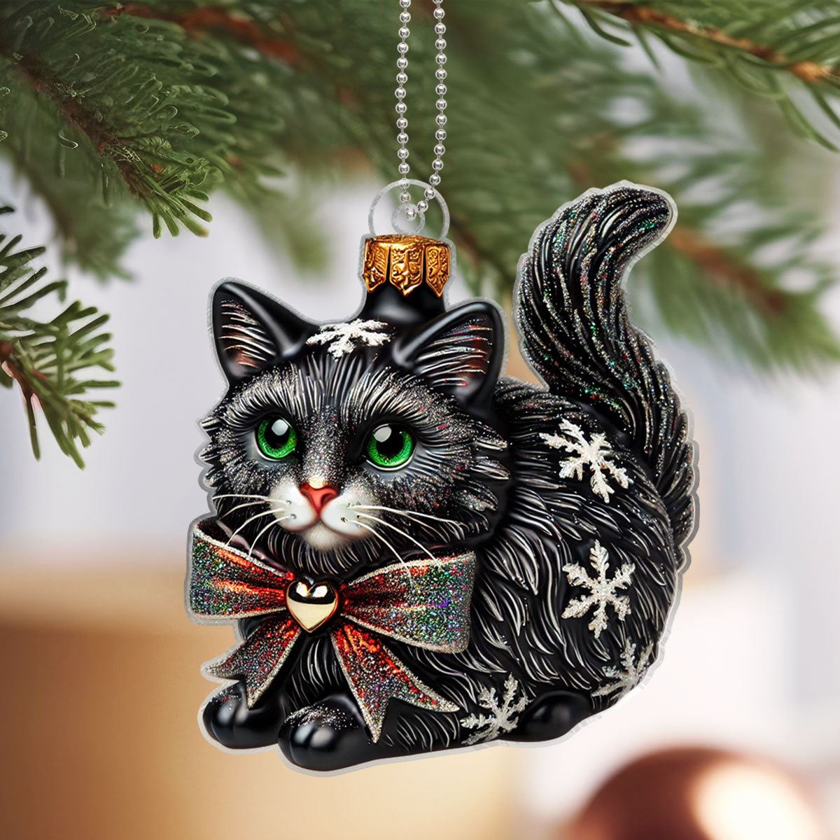 Christmas Cats 2D Flat Personalized Acrylic Ornament, Christmas Gift For Cat Lovers