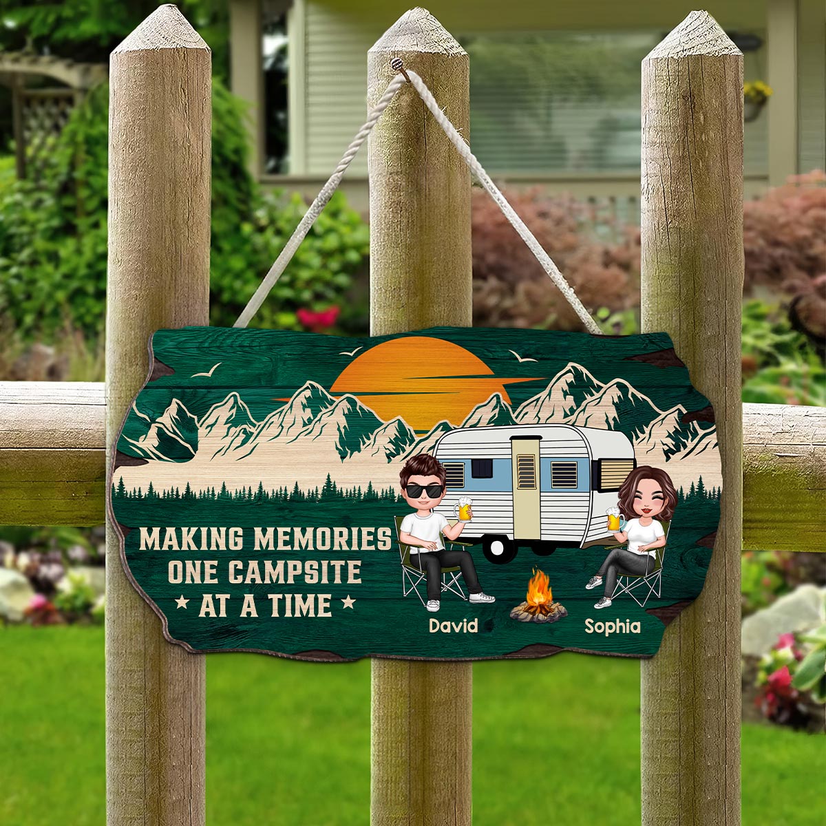 Making Memories One Campsite At A Time Camping Personalized Wood Sign