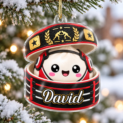 Custom Wrestling Dumpling Squishy Style - Personalized Acrylic Ornament - Christmas Gift for Son, Daughter, Grandkids
