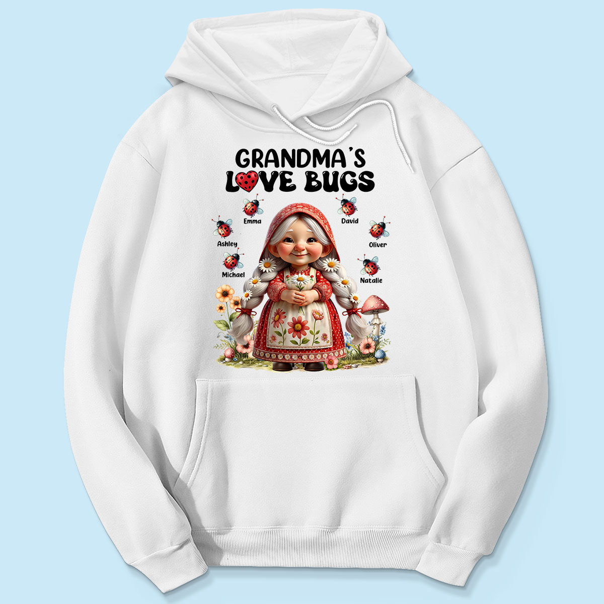 Gnome Grandma Love Bugs Personalized Shirt, Gift For Grandma