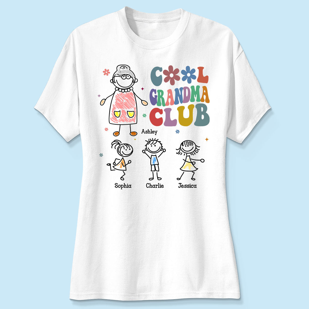 Cool Grandma Club Drawing Personalized Shirt