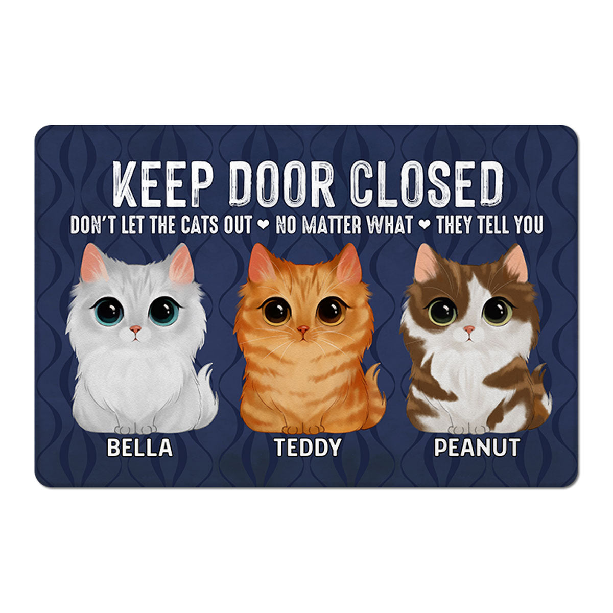 Keep Door Closed Watercolor Cute Cats Personalized Doormat