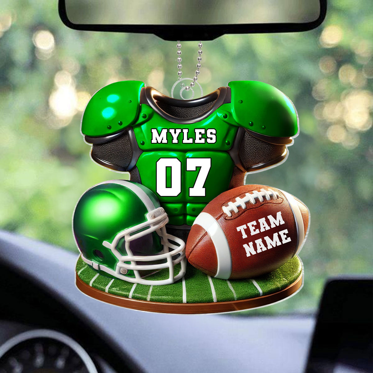 Football Jersey Uniform 3D Effect Personalized Acrylic Car Hanger Ornament, Perfect Gift For Football Fans, Super Bowl 2025