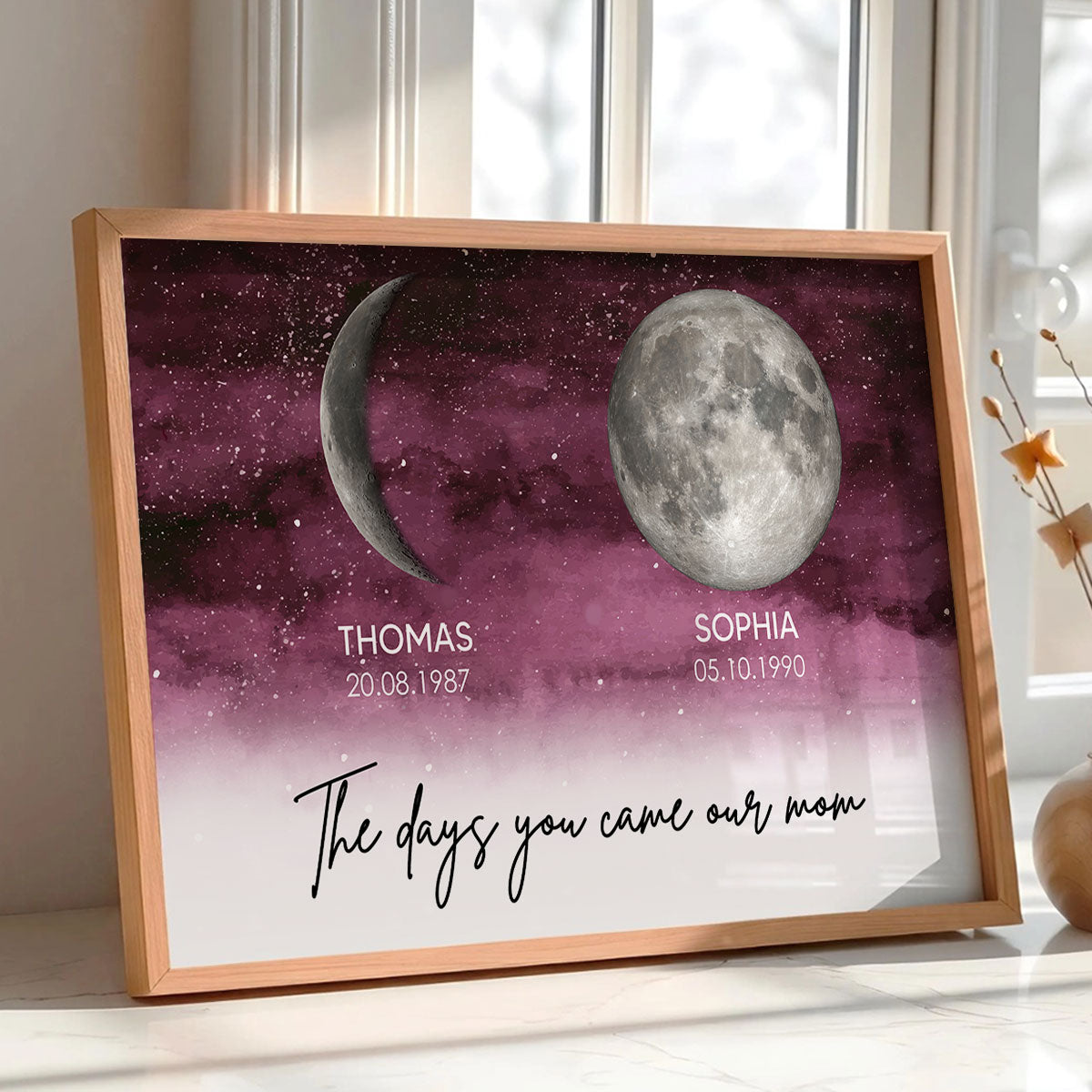 Starry Night Custom Birth Moon Phase The Days You Became Our Mom Dad Personalised Poster, UK, CA| Heartfelt Father's Day Gift For Dad, Husband