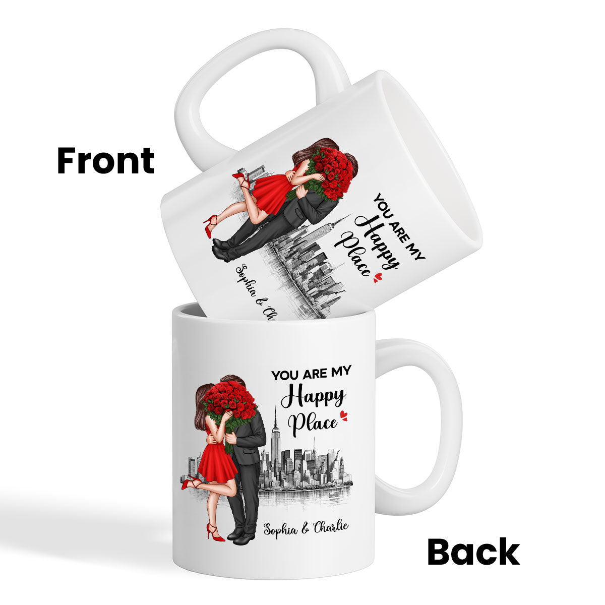 Elegant Couple Skyline Personalized Mug