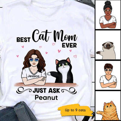 Best Cat Mom Woman And Fluffy Cat Personalized Shirt