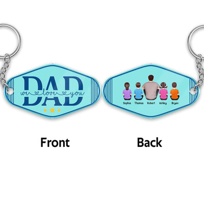 Best Dad Ever Back View Man Kids Dog Cat Summer Theme Personalized Rhombus Shaped Acrylic Keychain