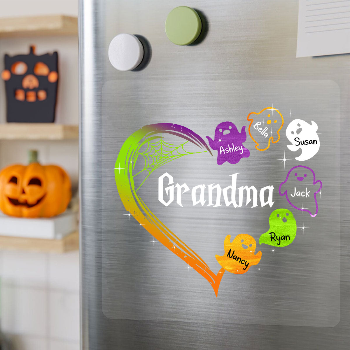Grandma Boo Crew Heart Halloween Personalized Decal, Halloween Decor