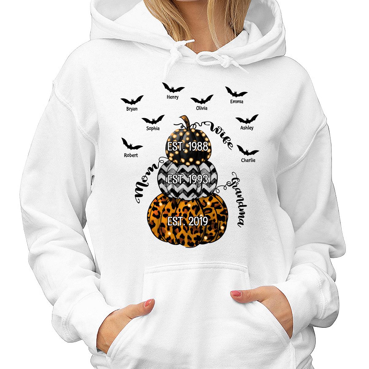 Halloween Stacked Pumpkins Grandpa Personalized Shirt