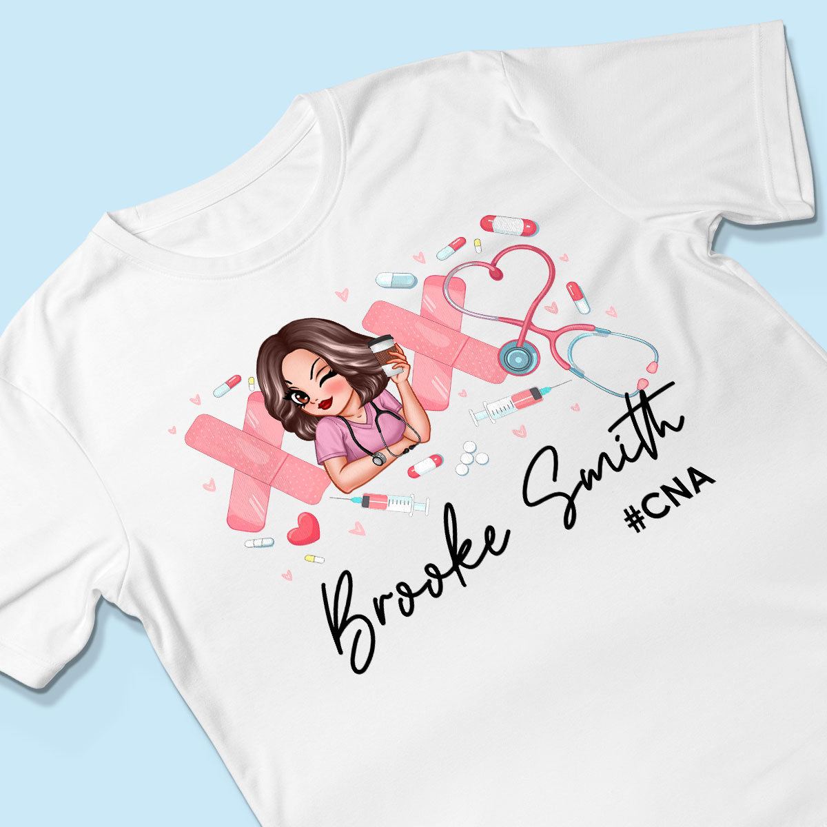 Pink Coquette XOXO Nurse Personalized Shirt, Birthday  Gift For Nurse Wife, Girlfriend, Bestie