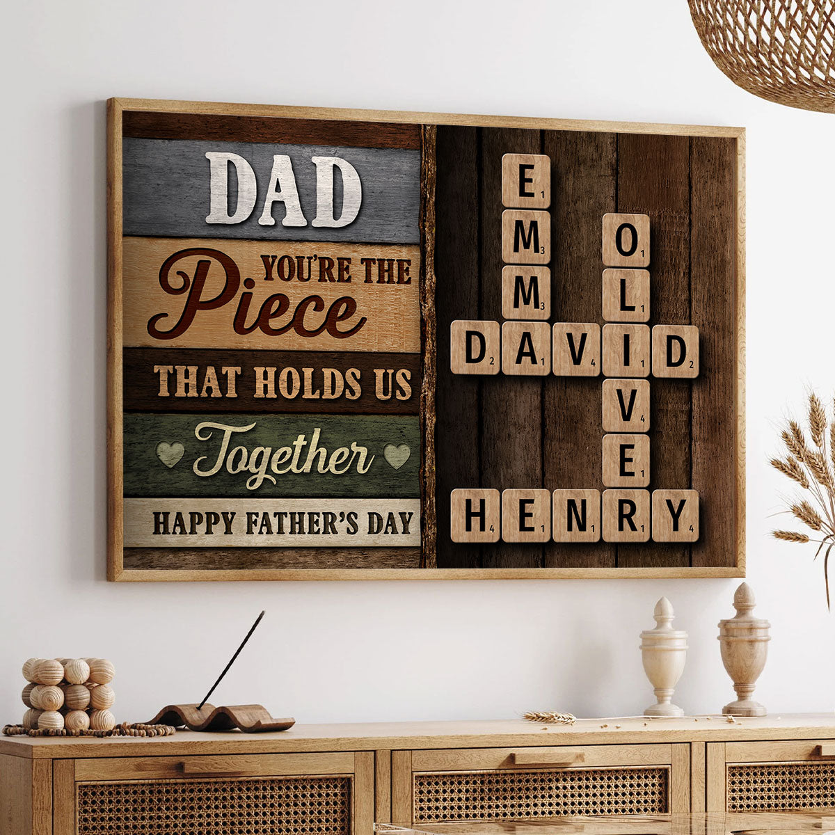 Colored Wood Pallet Dad You Are The Piece That Holds Us Together Crossword Puzzle Art Personalized Poster