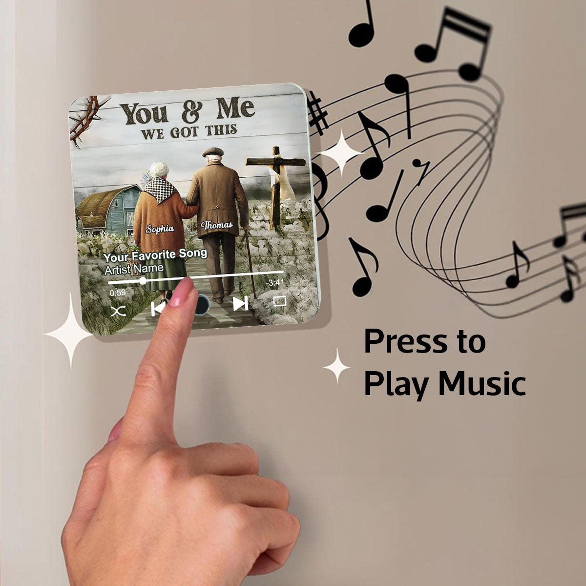 God Knew My Heart Needed You Old Couple Personalized Music Fridge Magnet, Anniversary  Gift For Him, For Her