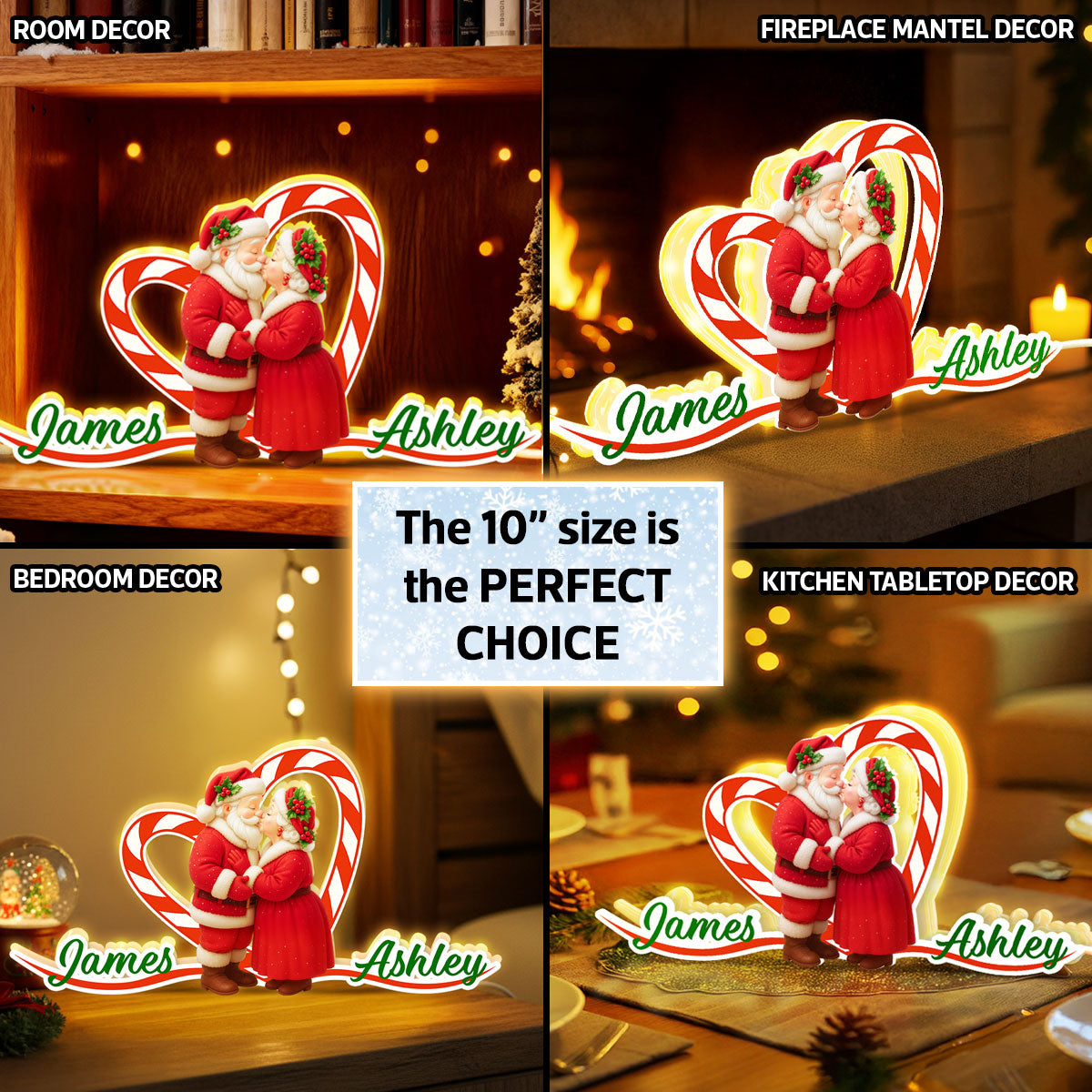 Santa Couple Growing Old Together - Personalized Light Box - Christmas Gift For Couples