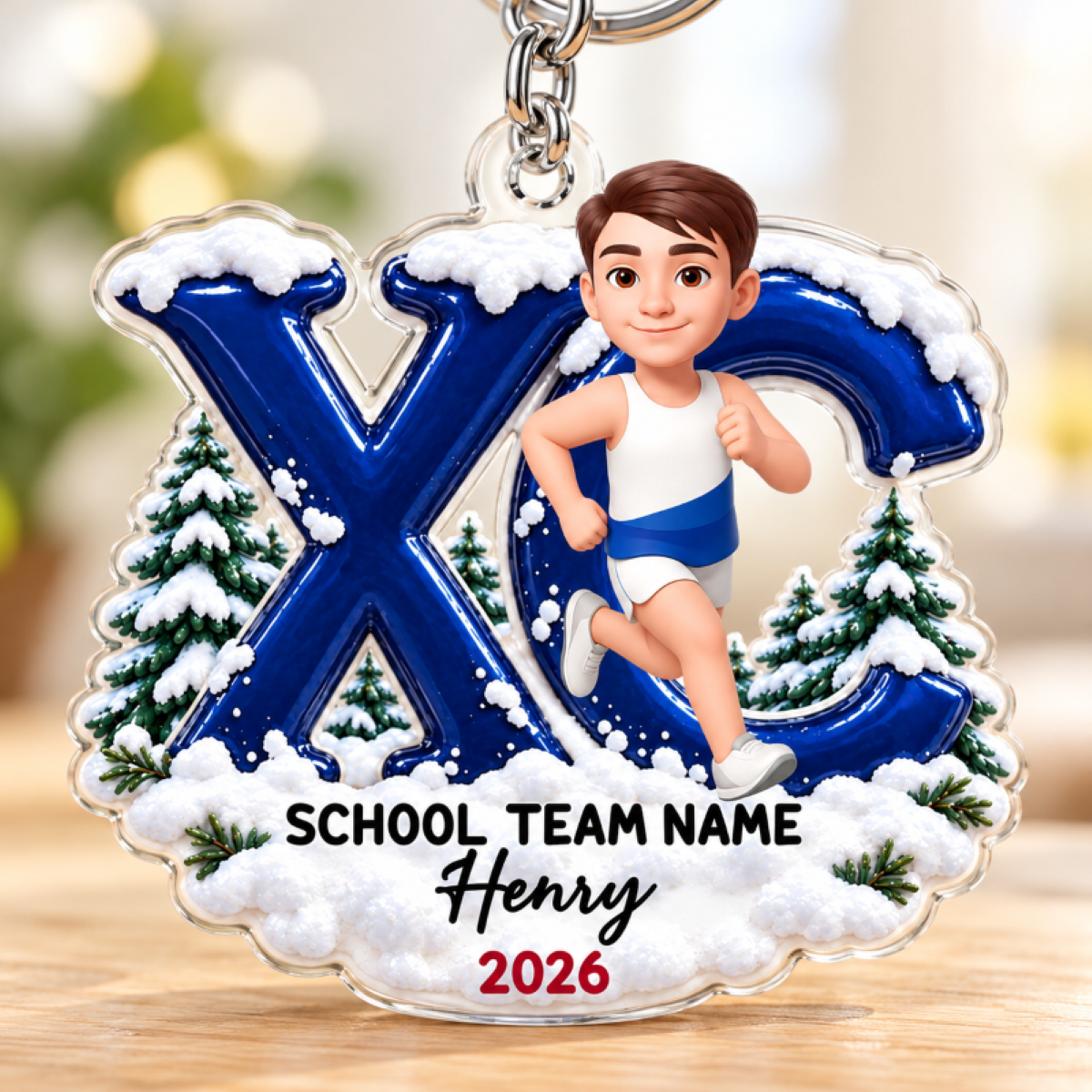 Trending Cross Country - Personalized Acrylic Keychain - High school Runner Keepsake, Custom Running Christmas Gift For Boy Girl Runner
