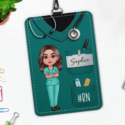 Scrub Theme Nurse CNA CMA RN LPN Name Personalized ID Badge Holder