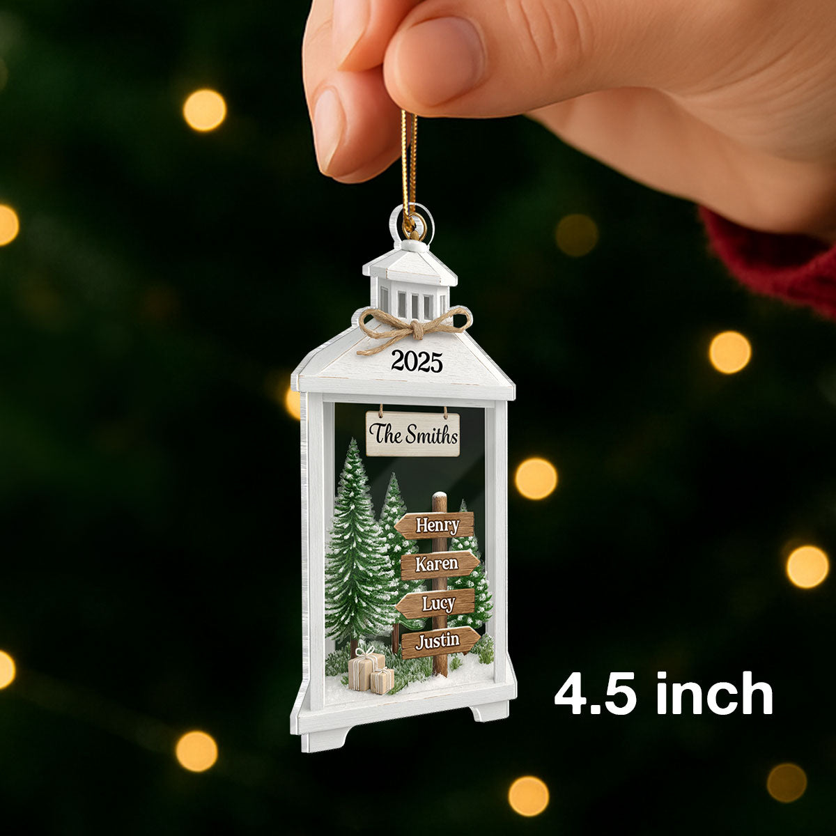 Family Sign Post Lantern - Personalized Acrylic Ornament - Christmas Gift for Family