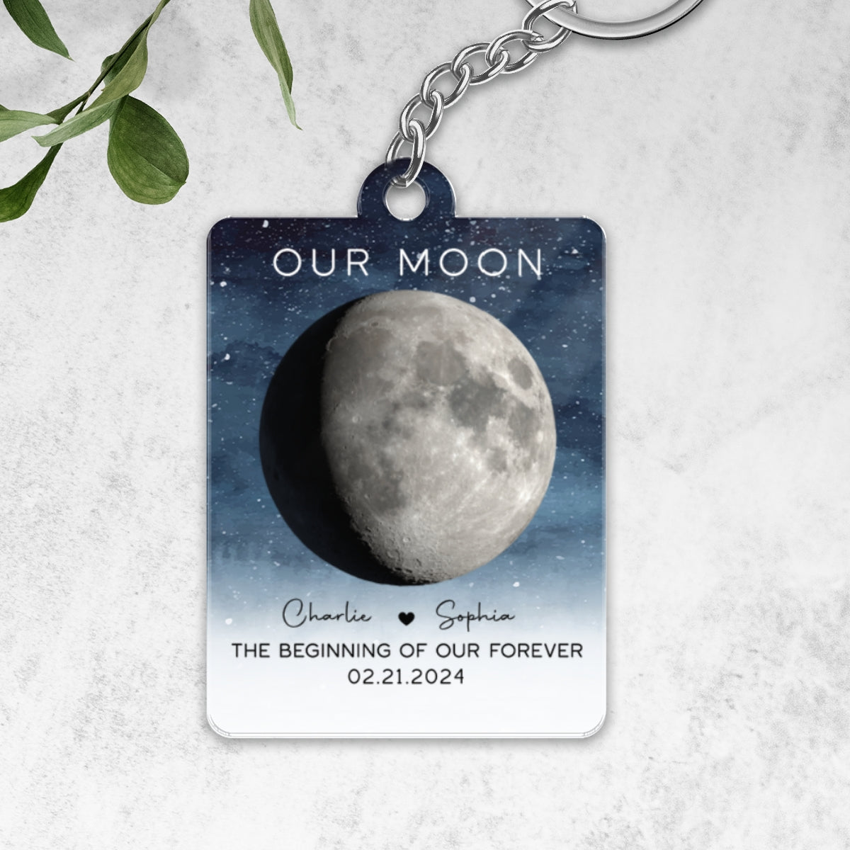 Our Moon Couple Moon Phase Art Anniversary Gift For Him Gift For Her Personalized Acrylic Keychain