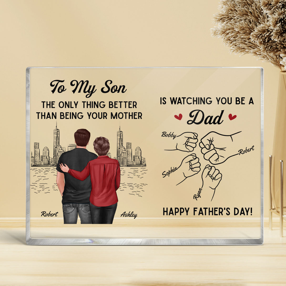 From Mom To Son Watching You Be A Dad Personalized Acrylic Block Plaque, Gift For Son