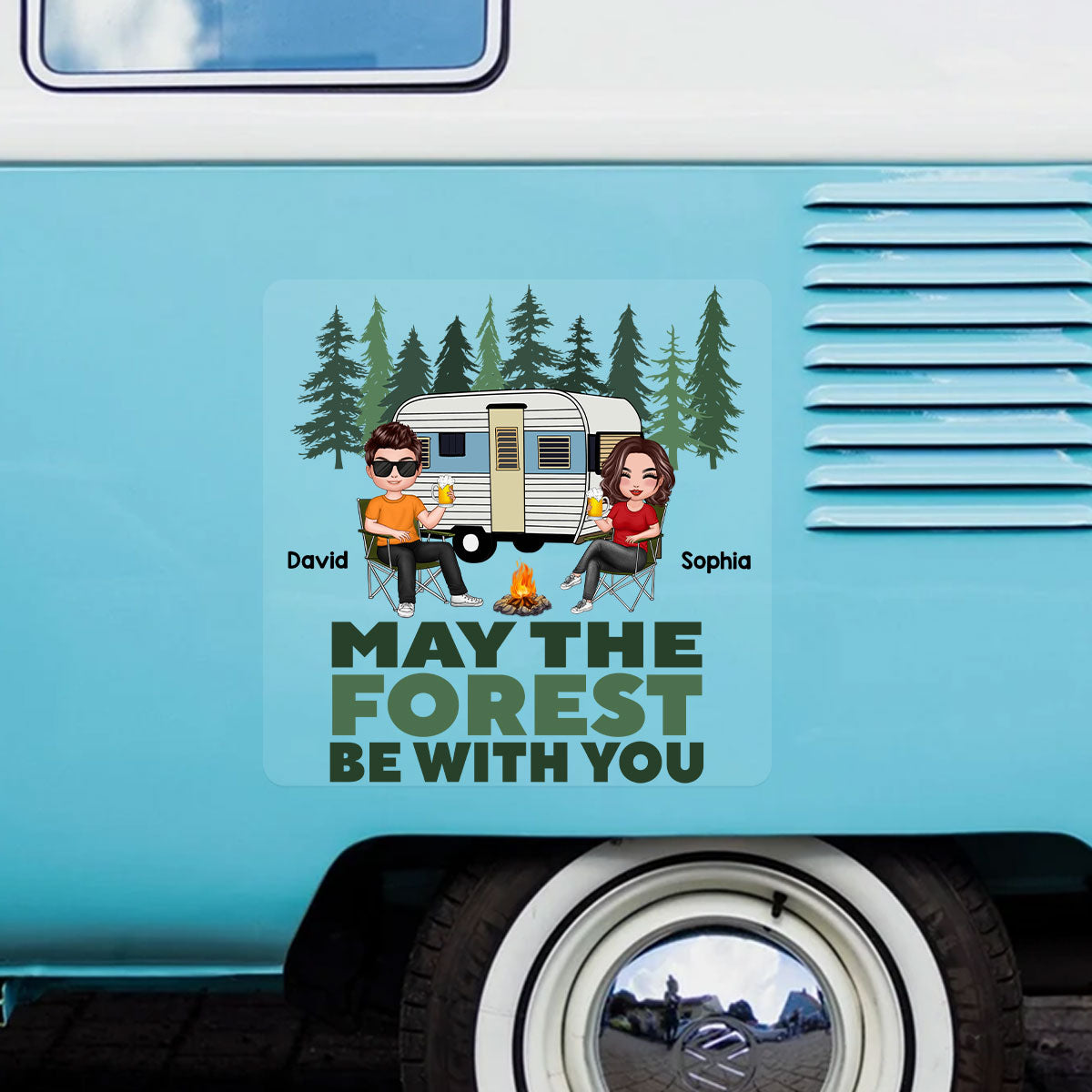 May The Forest Be With You Camping Couple Decor On Car Fridge Window Personalized Decal