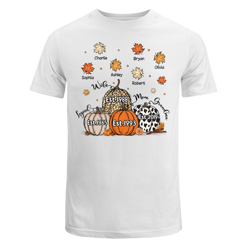 Fall Season Legend Wife Mom Grandma Est. Pumpkins Personalized Shirt
