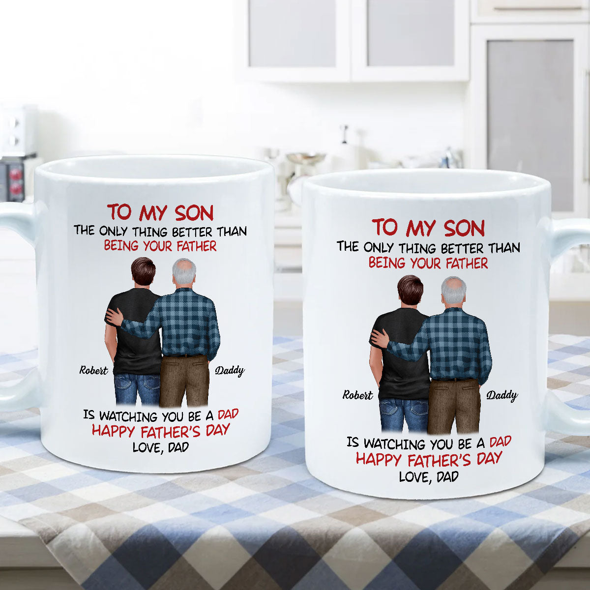 To My Son From Dad Happy Father‘s Day Back View Personalized Mug