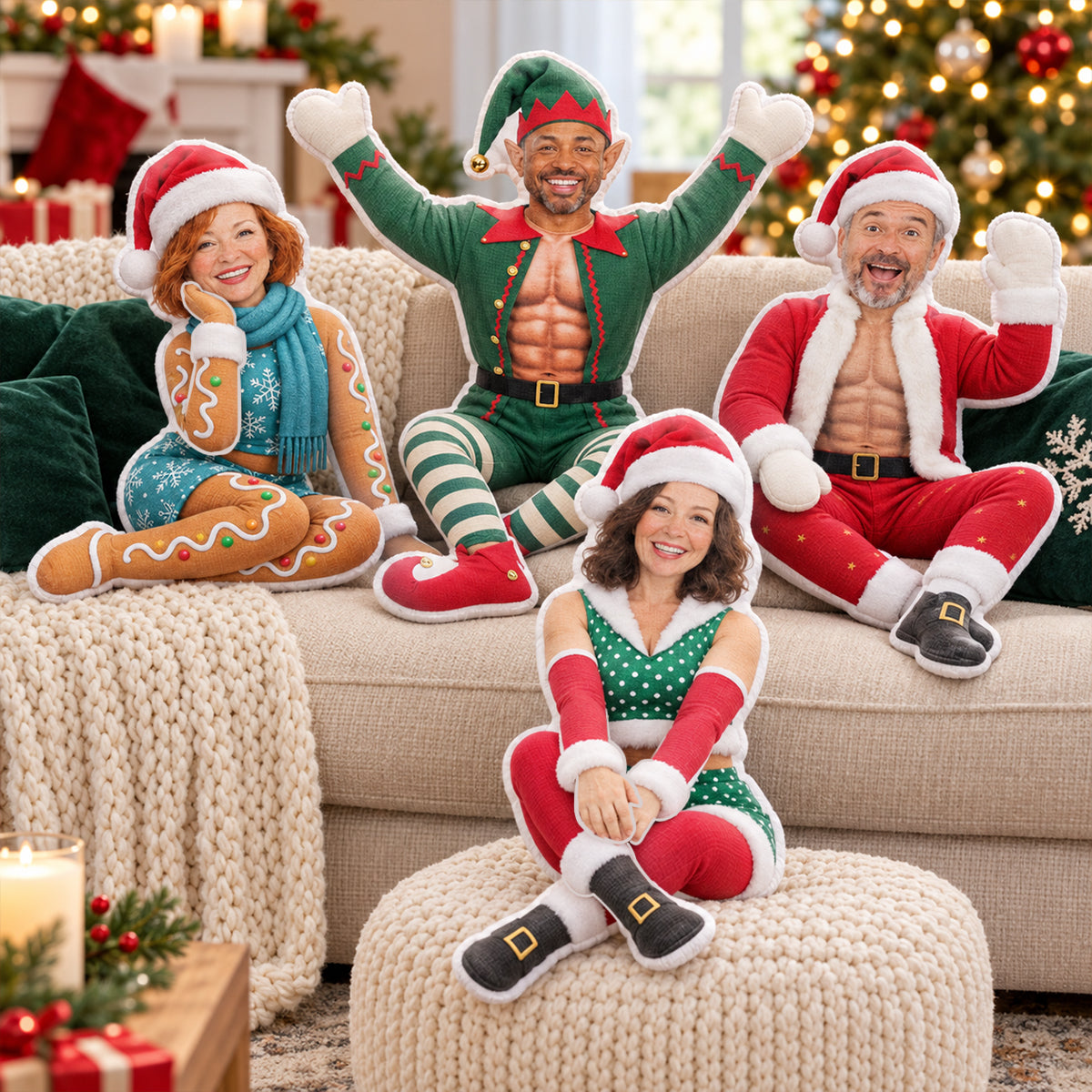 Custom Christmas Poseable Plush Doll - Personalized Photo Plush Toy - Funny Family Christmas Gift, Holiday Keepsake