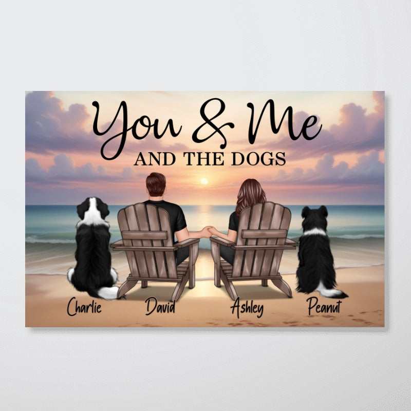 You Me And The Dogs Cats Beach Landscape - Personalized Poster - Gift for Him, Gift for Her