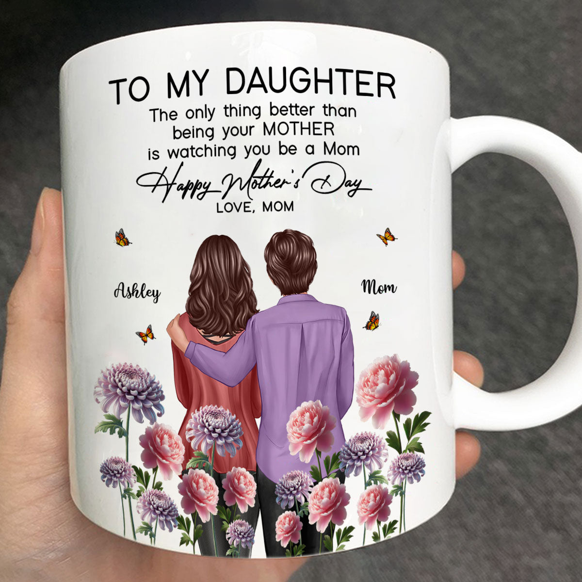 To My Daughter From Mom Happy Mother's Day Birth Flower Personalized Mug, Gift For Daughter