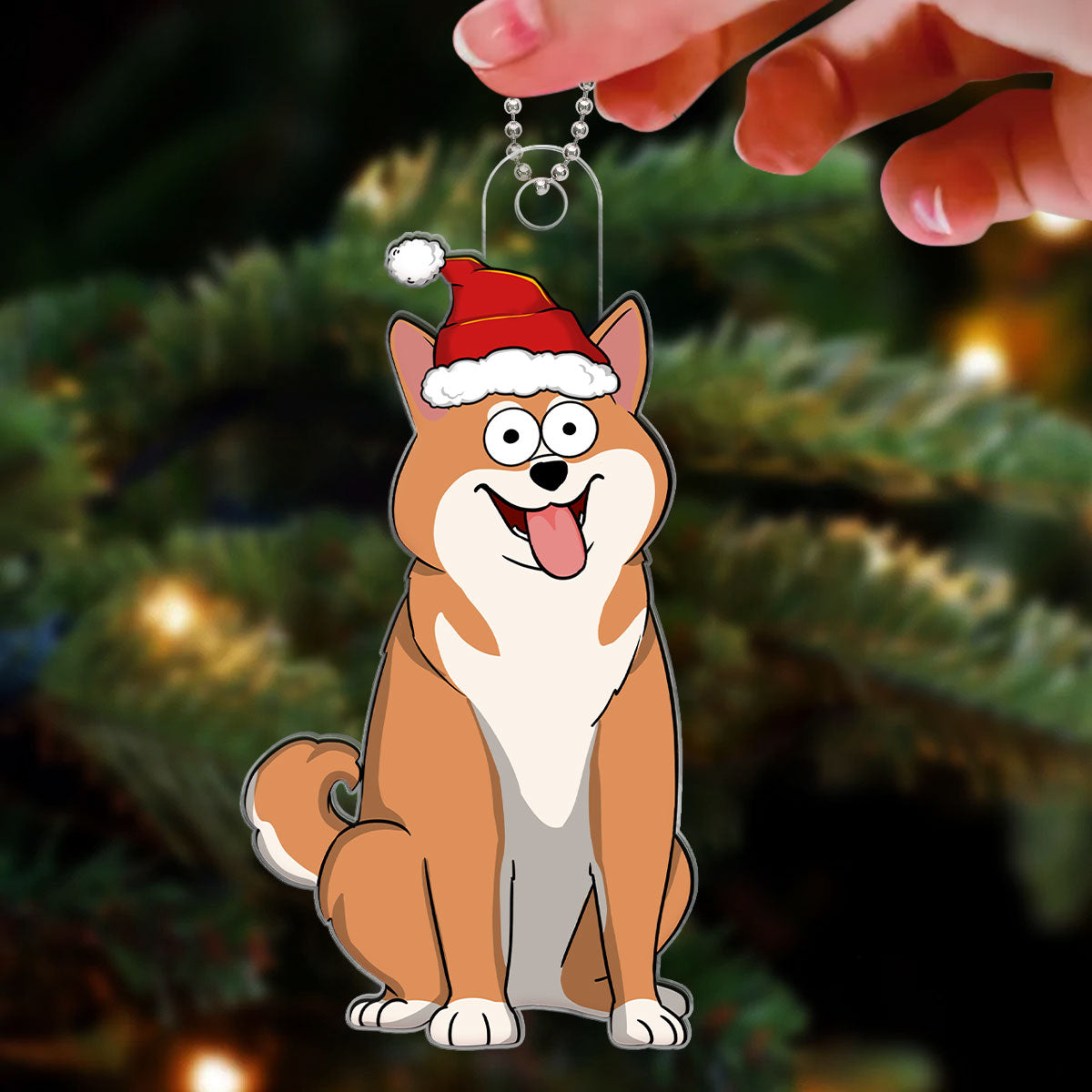 Funny Dogs Cartoon Sitting Christmas Personalized Acrylic Ornament