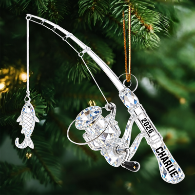 Fishing Rod - Personalized Acrylic Ornament - Christmas Gift for Fishing Lover