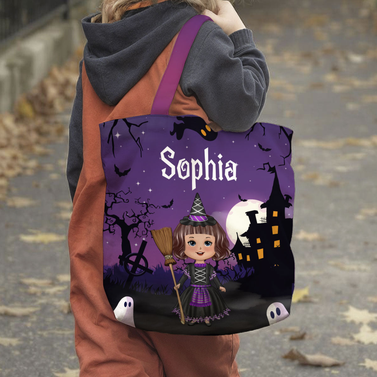 Halloween Theme Cute Kids Personalized Tote Bag, Gift Bag, Treat Bag, Trick or Treat Bag For Kids