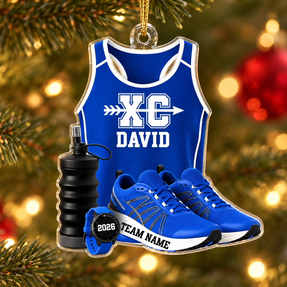 3D Effect Cross Country Runner - Personalized Acrylic Ornament - Unique Christmas Gift For Son, Daughter, Grandson, Granddaughter