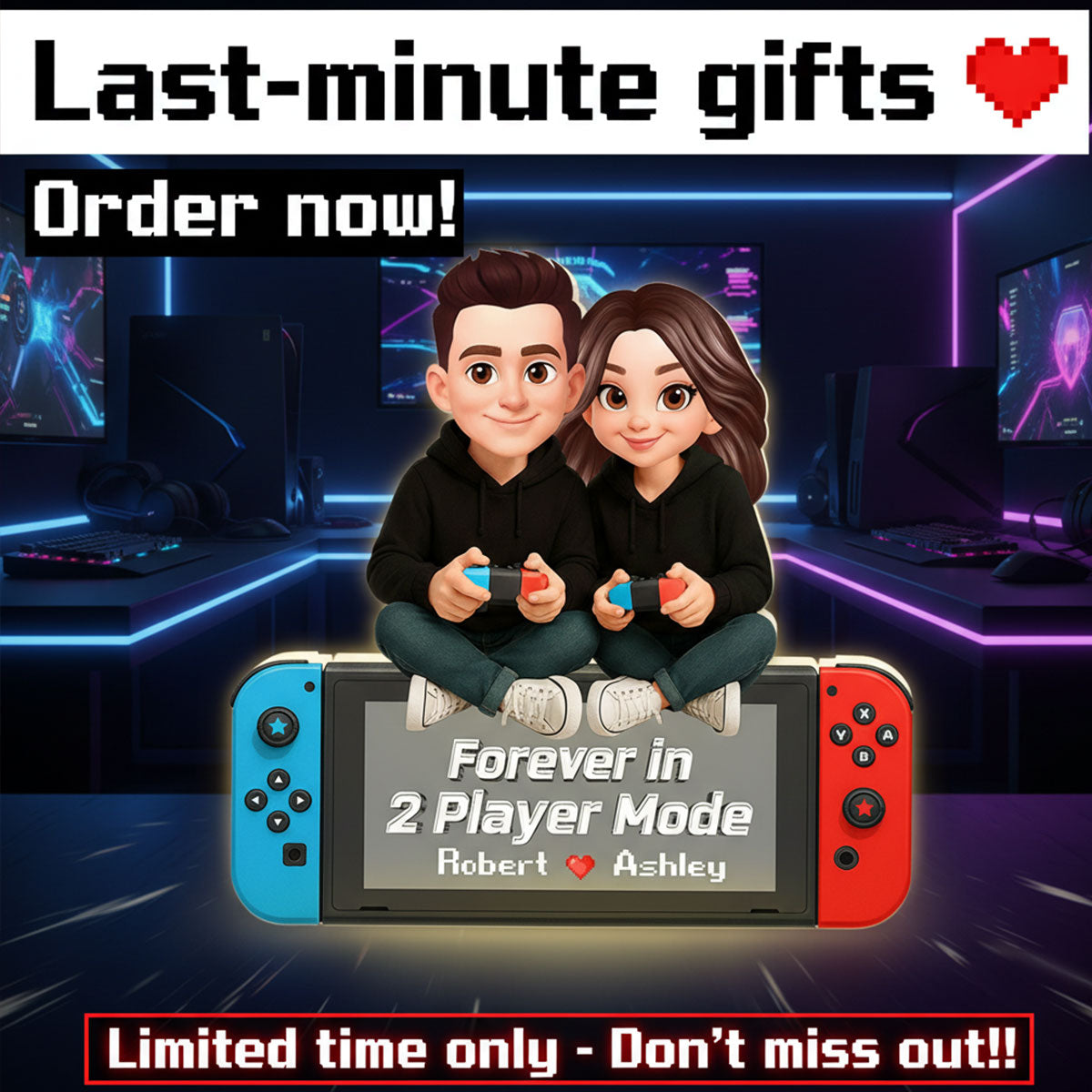 Forever In 2 Player Mode Gaming Couple - Personalized Light Box - Heartfelt Valentine, Anniversary Gift For Gamers, For Him, For Her
