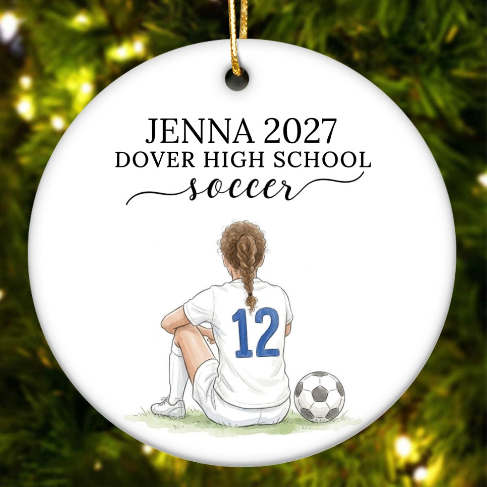 Custom Soccer Senior Portrait from Photo - Personalized Ceramic Ornament - Christmas Gift for Daughter, Son