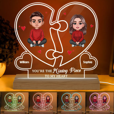Missing Pieces To My Hearts Crossed Legs Couple Personalized Custom Shape Acrylic LED Night Light