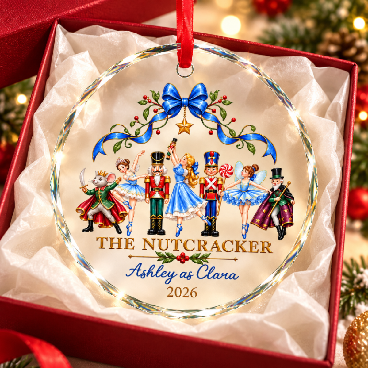 The Nutcracker Custom Name And Character - Personalized Glass Ornament - Christmas Gift For Ballet Dancers, Girls, Kids