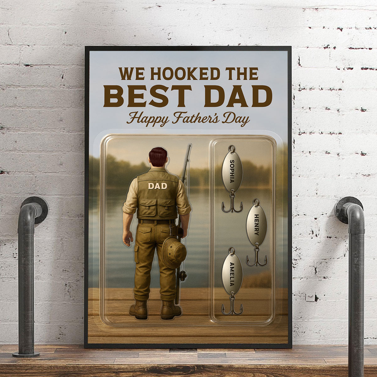 We Hooked The Best Dad Grandpa Fishing With Kids' Names Custom Figure Personalized Poster, Perfect Father's Day Gift For Fishing Dad, For Husband, For Grandpa