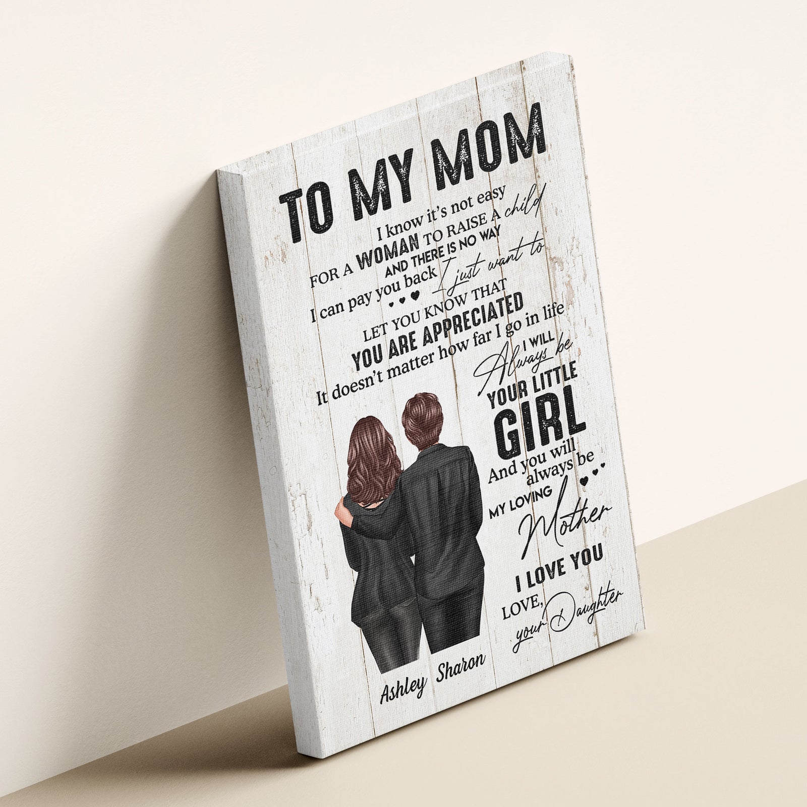 To My Mom From Daughter, Son Retro Vintage Personalized Canvas, Mother's Day gift