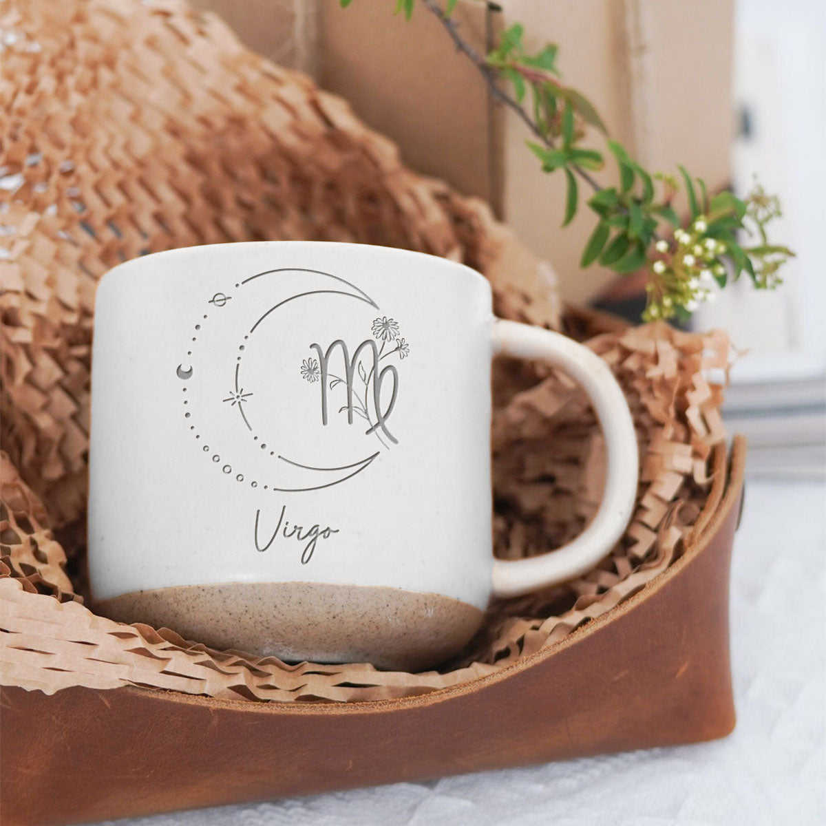 Custom Zodiac Sign Personalized Pottery Mug, Zodiac Moon