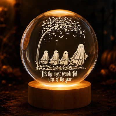 The Most Wonderful Time Of The Year Grandma Grandkids Ghosts - Personalized Crystal Ball Night Light