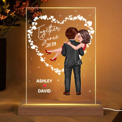 Hearts Embracing Hugging Doll Couple Personalized Acrylice LED Night Light