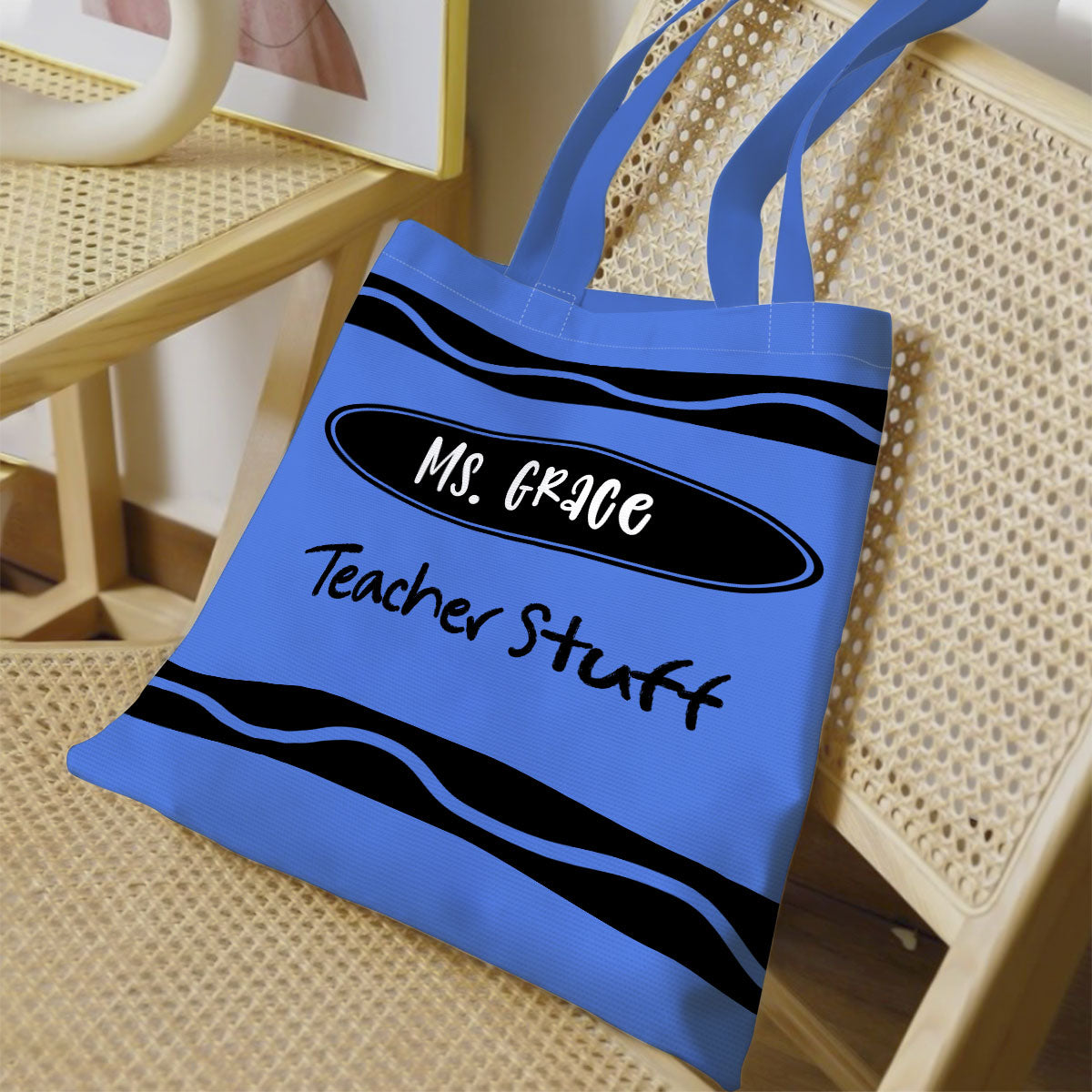 Teacher Crayon Personalized Tote Bag, Back To School Gift For Teacher