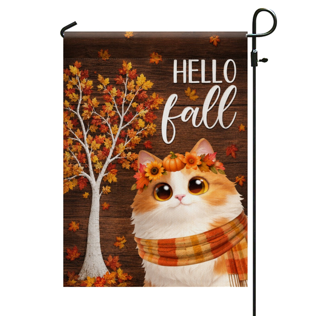 Hello Fall 'Tis the Season Cute Cats - Personalized Garden Flag - Fall Decor for Cat Lovers