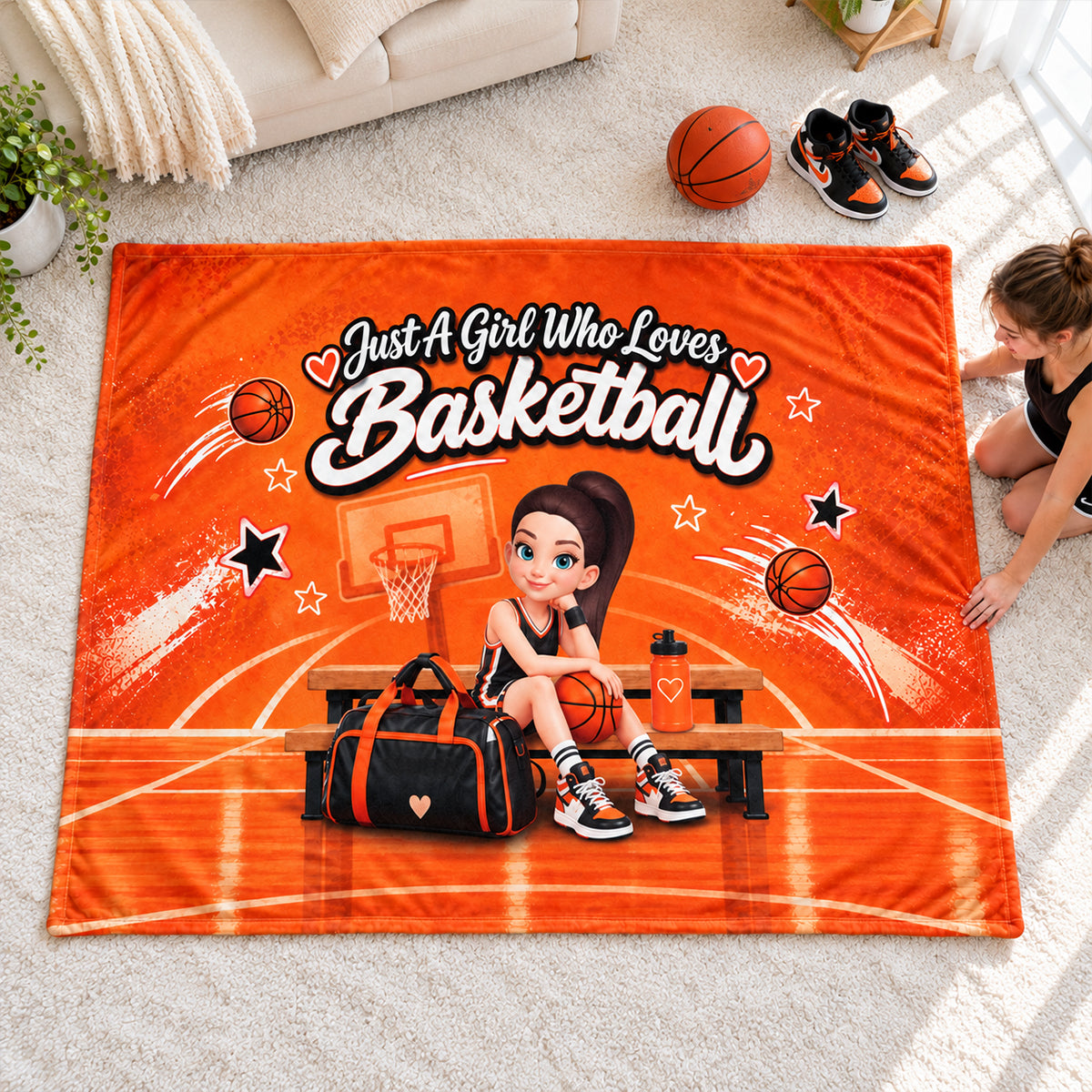 Just a Boy Girl Who Loves Basketball - Personalized Fleece Blanket - Christmas Gift for Daughter, Granddaughter, Team Players