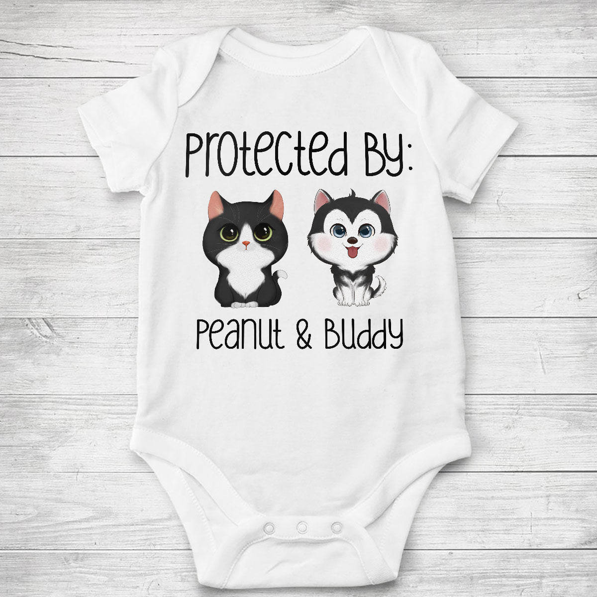 Baby Shower Gift Protected By Pets Personalized Onesie